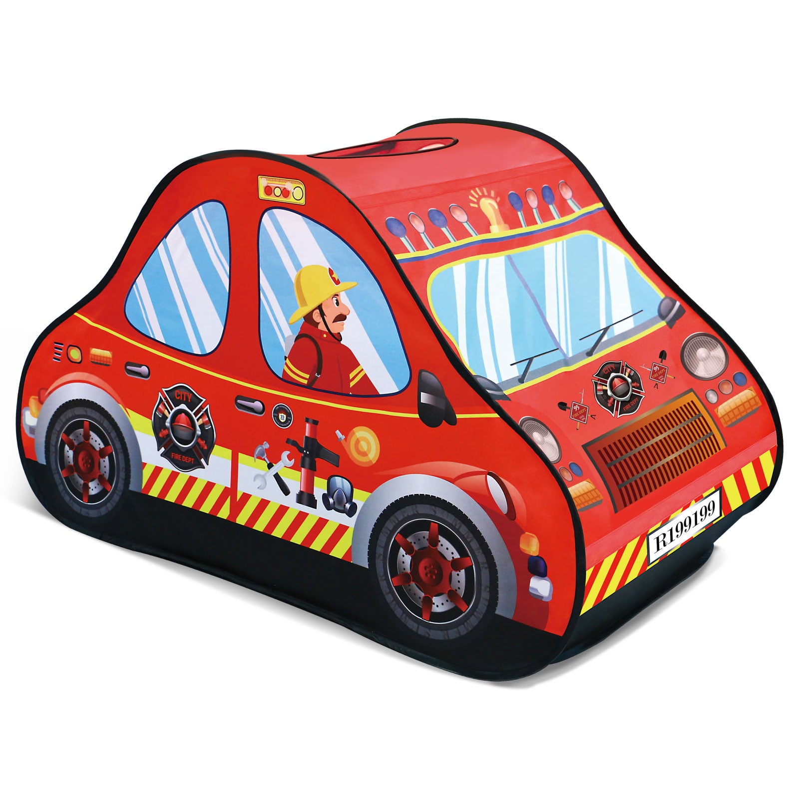 Fun Little Toys Fire Truck Pop Up Polyester Play Tent, Multi-color