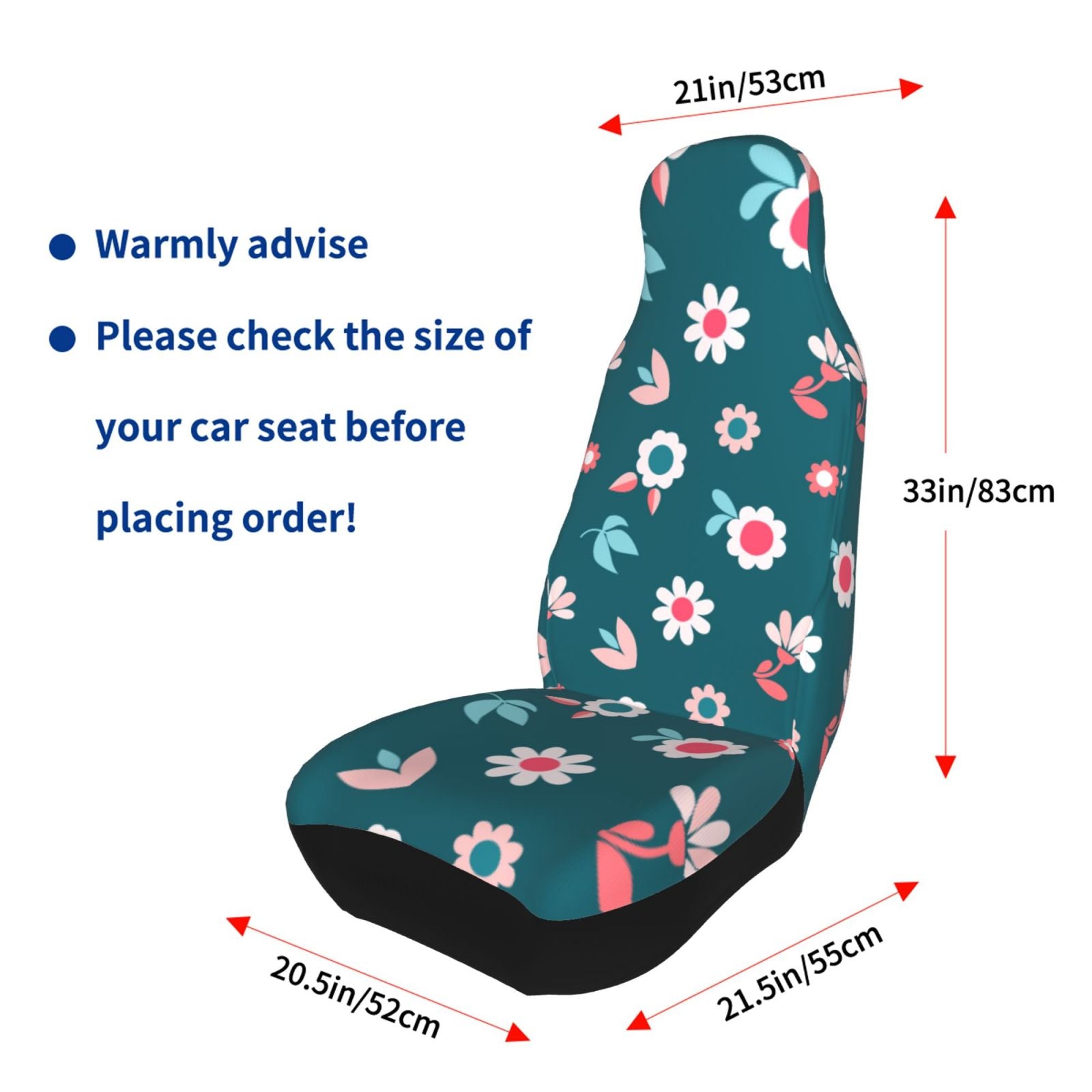 TEQUAN Front Seat Covers， Cute Spring Flowers Pattern 2 Piece Car Seat Cover Fit Most Car SUV Truck Van