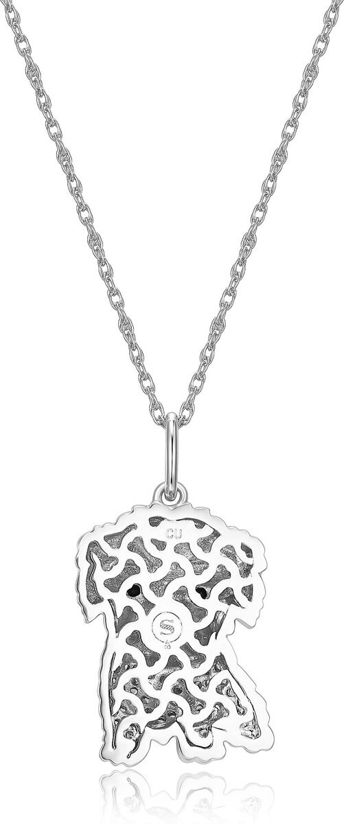 Scamper and Co Rhodium Plated Sterling Silver Maltese Pendant Necklace