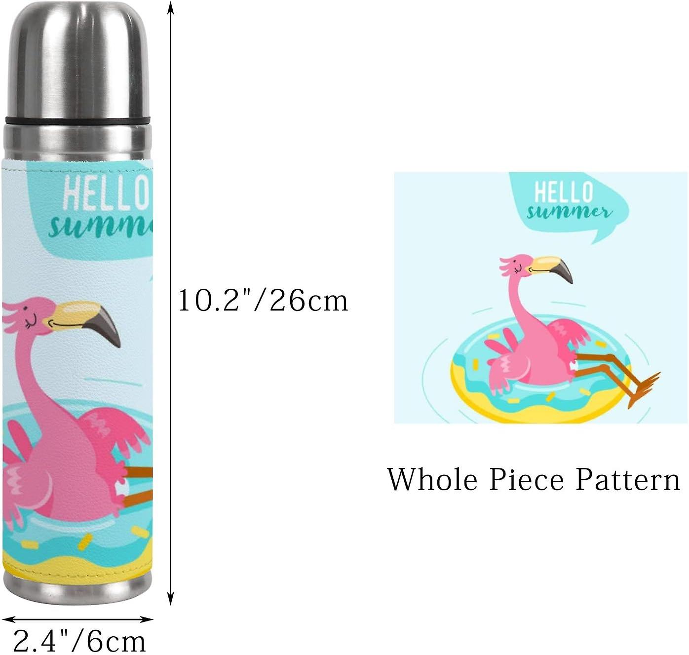 Insulated Mug Stainless Steel Water Bottle Hello Summer Flamingo Float Inflatable Ring Vacuum Cup Travel Mug