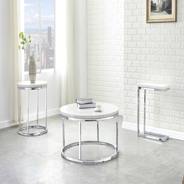 Echo Chairside Table White Steve Silver Co