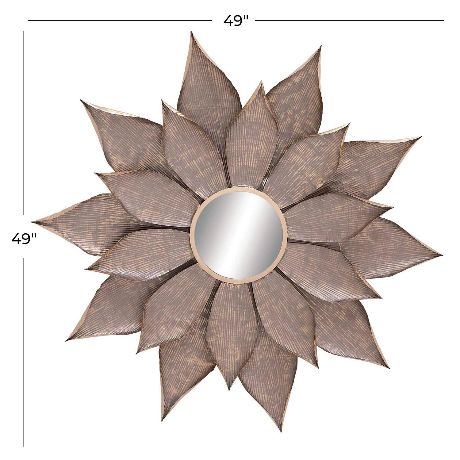 DecMode 49  x 49  Light Brown Starburst Wall Mirror  Crowdfused