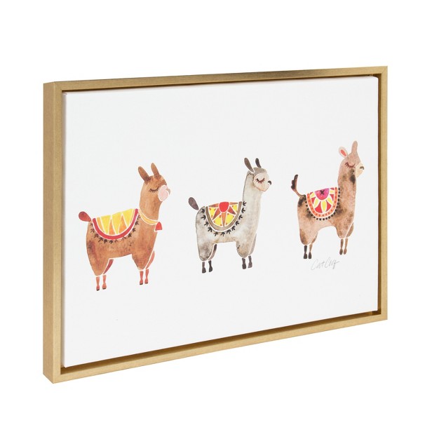 X 24 quot Sylvie Alpacas Framed Canvas Art Gold Kate And Laurel