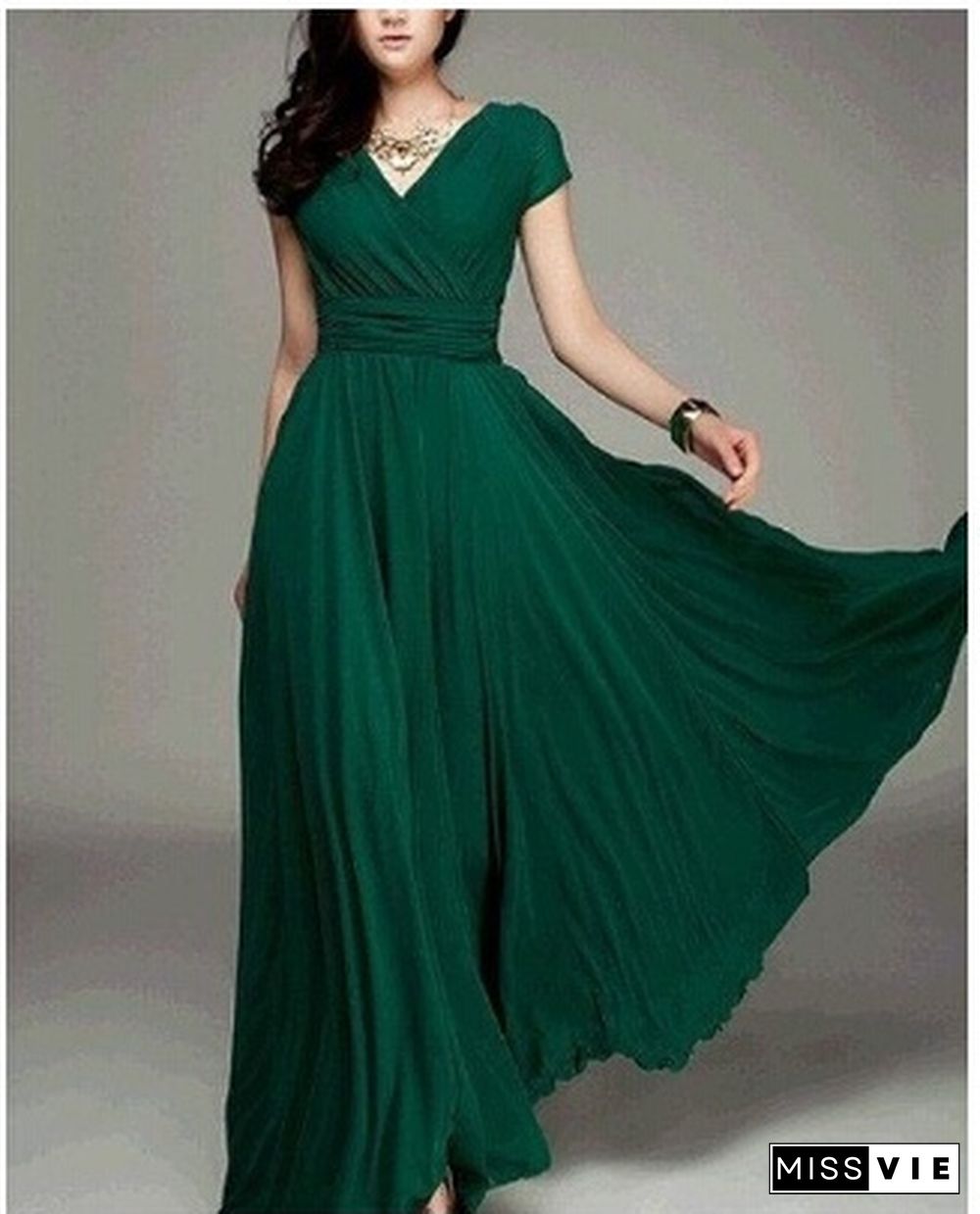 Women's Fashion Bohemian Maxi Dress Evening Dress V-neck