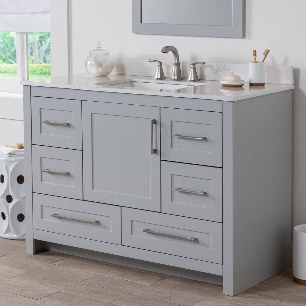 Home Decorators Collection Craye 48 in. W x 21.6 in. D x 34 in. H Bath Vanity Cabinet without Top in Pearl Gray CY48-PG