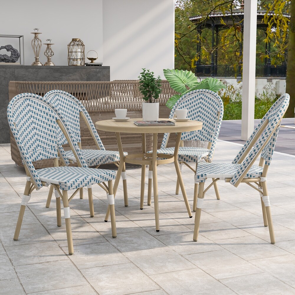 Ariel Modern 5 Piece Aluminum 32 inch Round Bistro Table and Chairs Set by Furniture of America