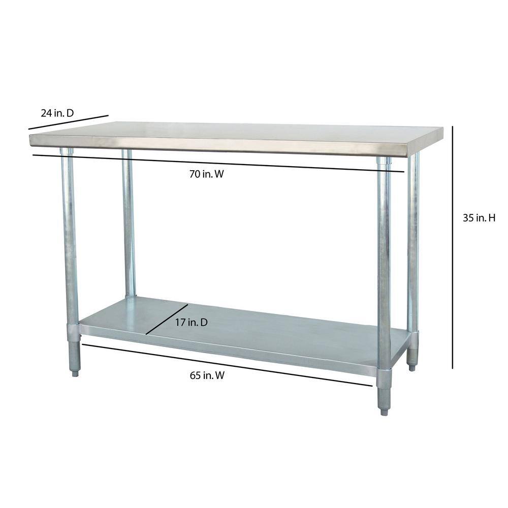 Sportsman 70 in. Stainless Steel Kitchen Utility Table with Bottom Shelf SSWTABLE72