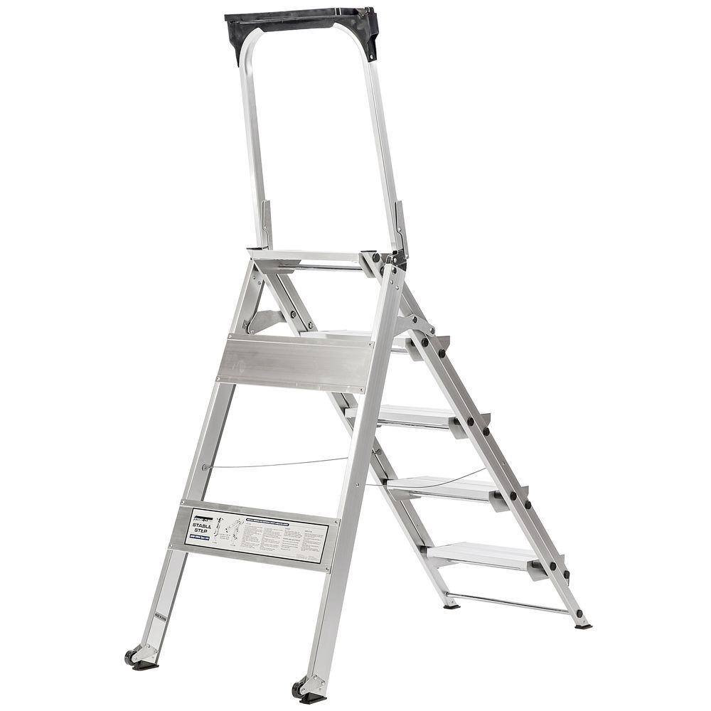 XTEND+CLIMB 5-Step Ultra Duty Aluminum Folding Stool with Handrail with 375 lbs. Load Capacity Type IAA Duty Rating WT5