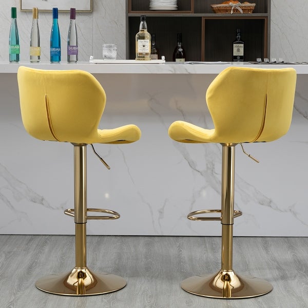 Velvet Adjustable Swivel Bar Stools Set of 2 Modern Counter Height Barstools