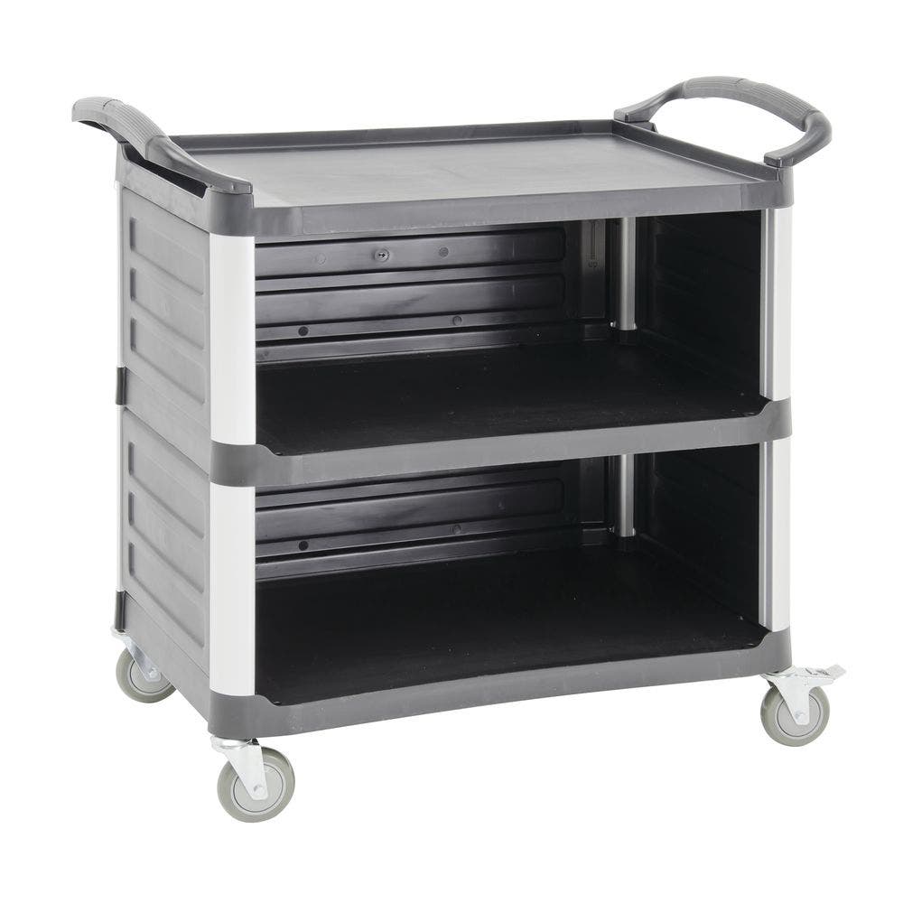 Central Exclusive Black Plastic 3-Sided Light-Duty Service Cart - 37 7/8