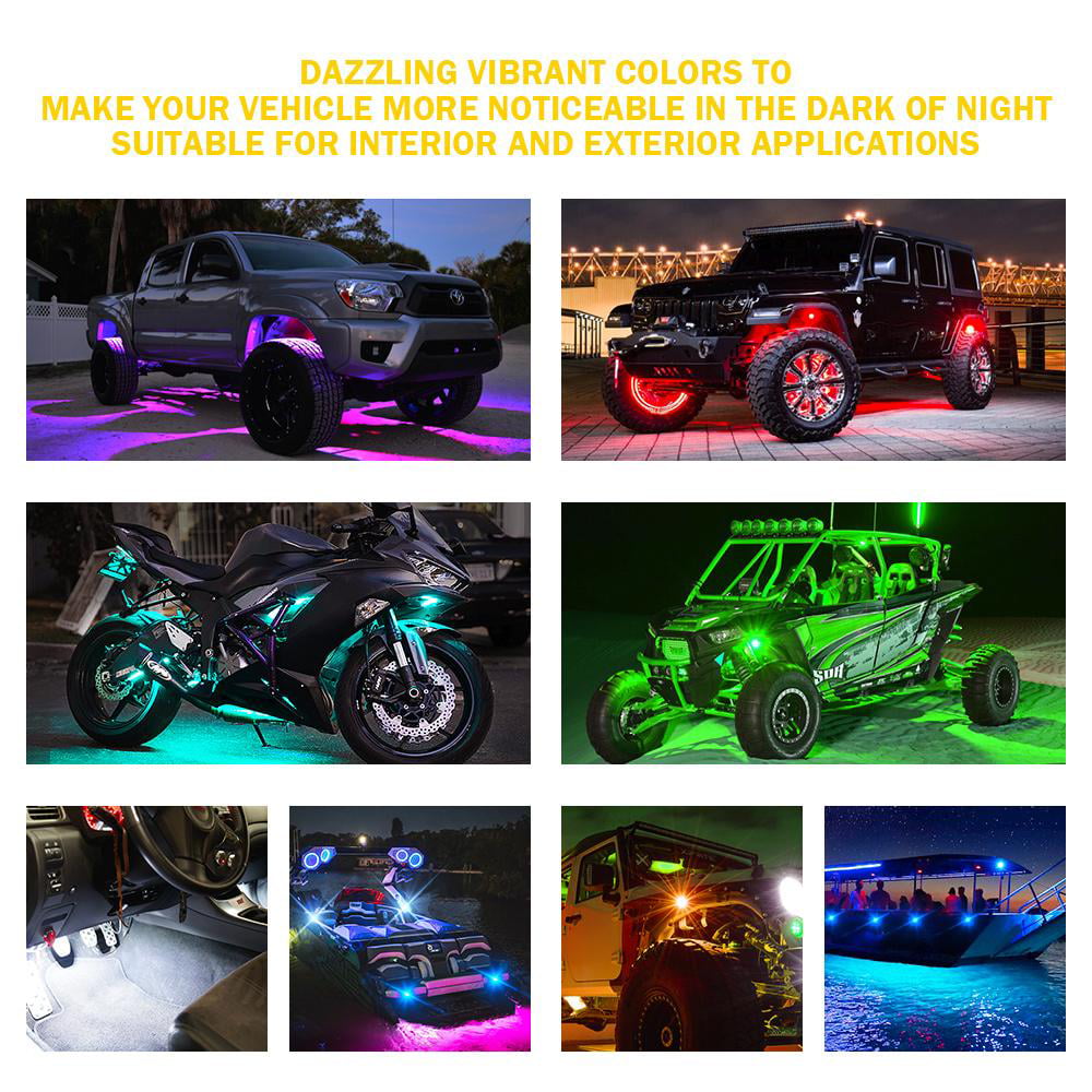 Xprite Trophy Series RGB + Pure White LED Rock Lights with Bluetooth and Remote Control