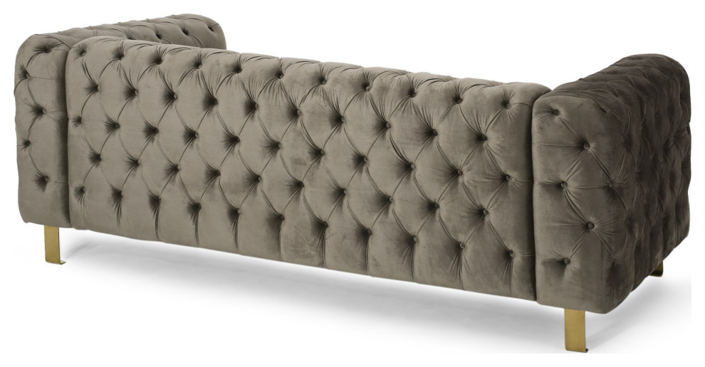 Giovanna Modern Glam Tufted Velvet 3 Seater Sofa   Contemporary   Sofas   by GDFStudio  Houzz