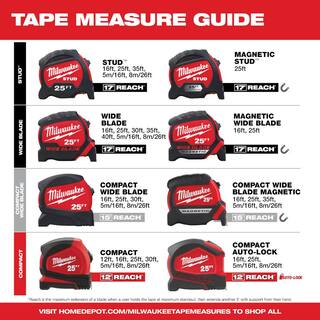 MW Compact 30 ft. SAE Tape Measure with Fractional Scale and 9 ft. Standout 48-22-6630