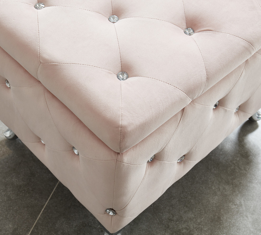 Velvet Single Storage Ottoman   Eclectic   Footstools And Ottomans   by WHI  Houzz