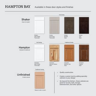 Hampton Bay Hampton 18 in. W x 24 in. D x 84 H Assembled Pantry Kitchen Cabinet in Satin White KP1884-SW