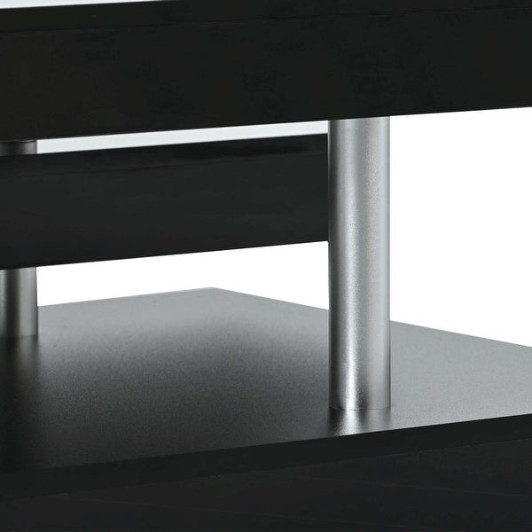 Modern 2-Tier Coffee Table with Silver Metal Legs