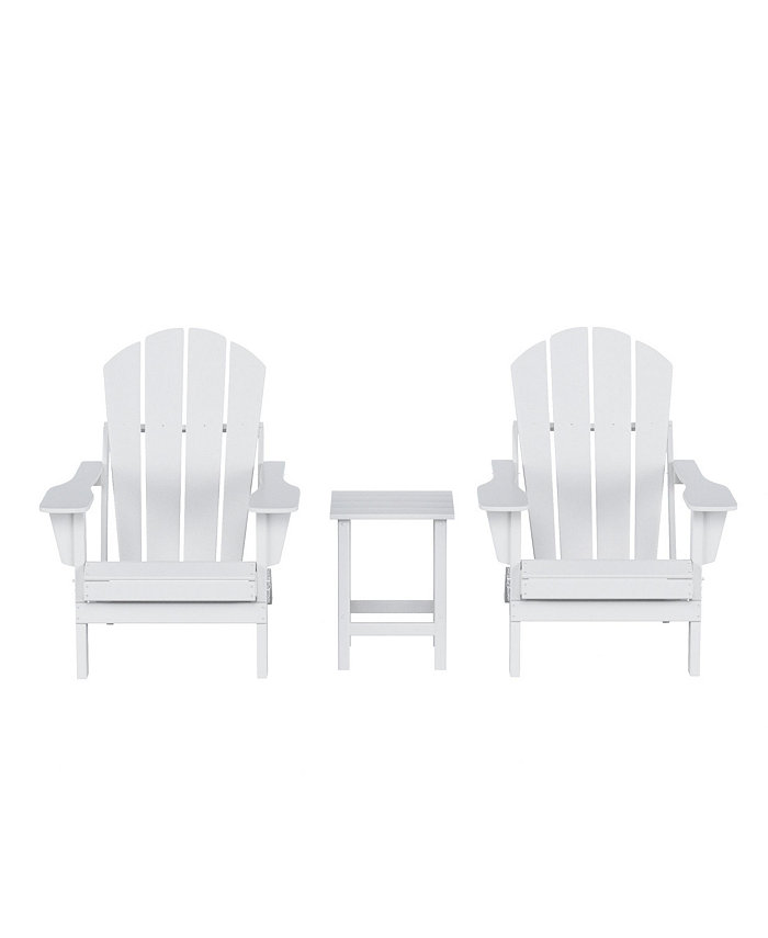 WestinTrends 3 Piece Set Outdoor Folding Adirondack Chairs with Side Table