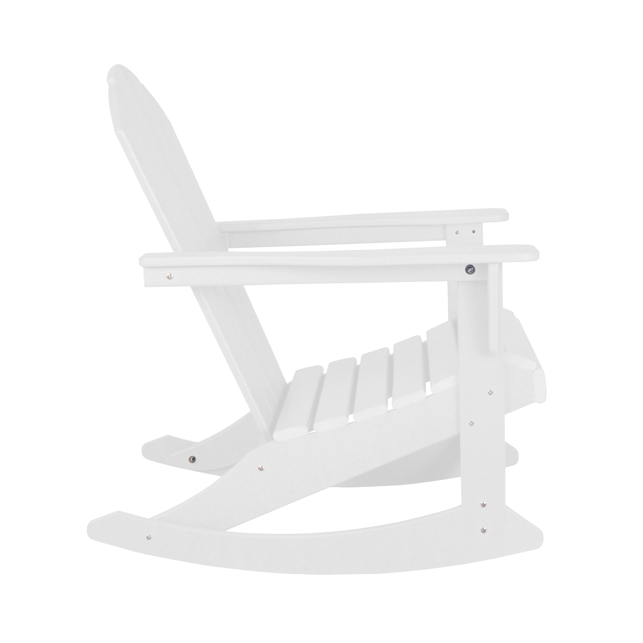 GARDEN Plastic Adirondack Rocking Chair for Outdoor Patio Porch Seating, White