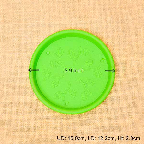 5.9 inch (15 cm) Round Plastic Plate for 6 inch (15 cm) Grower Pots (Green) (set of 6)