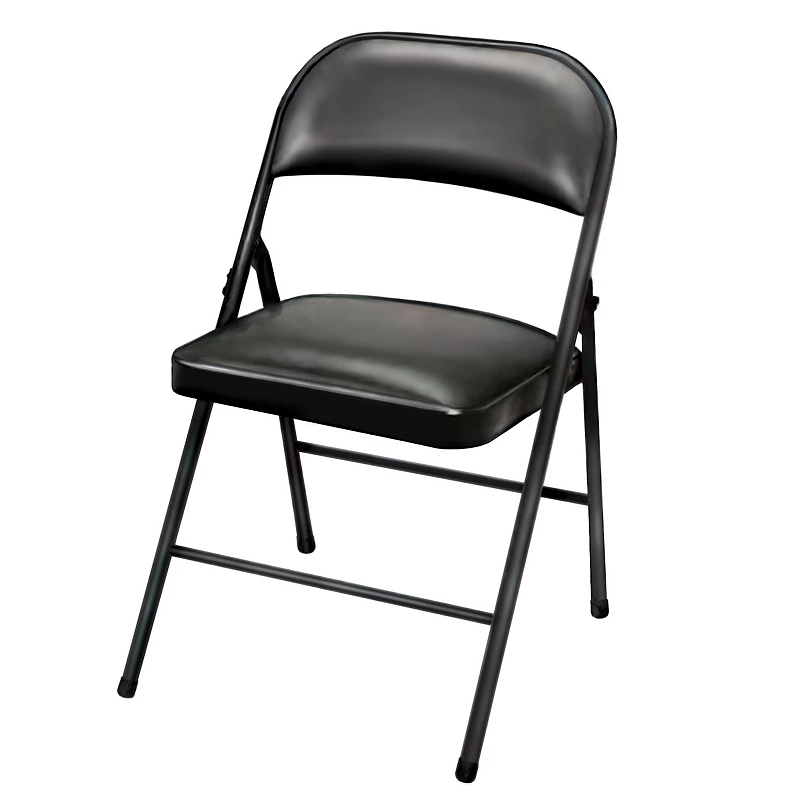 Plastic Development Group Indoor Metal Padded Vinyl Folding Chair， Black (4Pack)