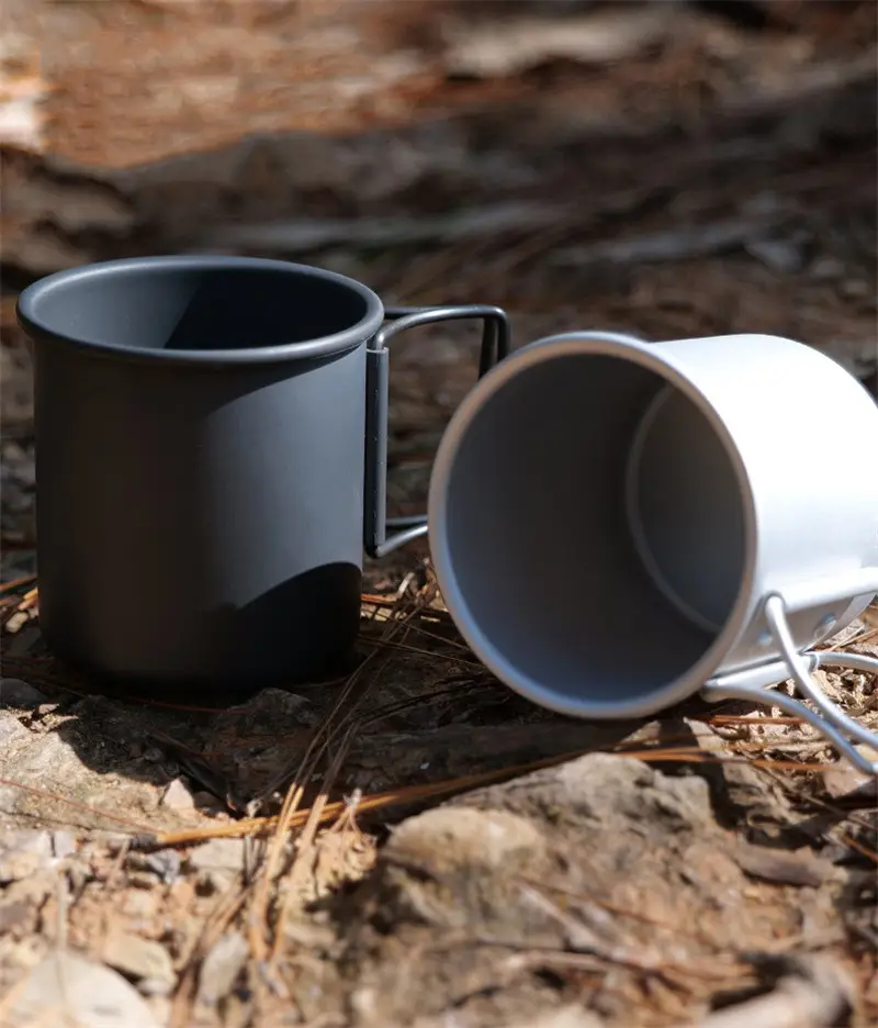 300ml Mini Camping Water Cup Mug Portable Coffee Cup Teacup Folding Handle For Travel Outdoor Hiking Backpacking