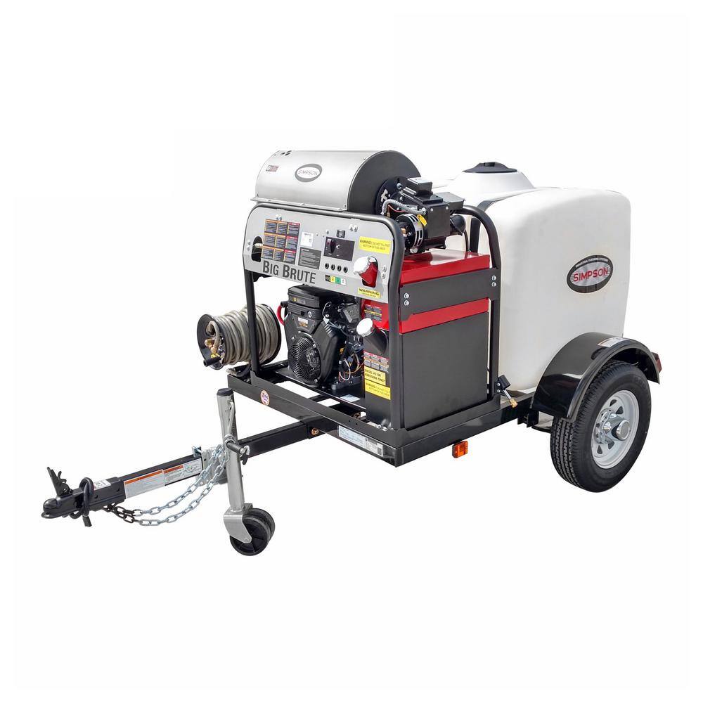 SIMPSON Mobile Trailer 4000 PSI 4.0 GPM Gas Hot Water Professional Pressure Washer with VANGUARD V-Twin Engine 95006