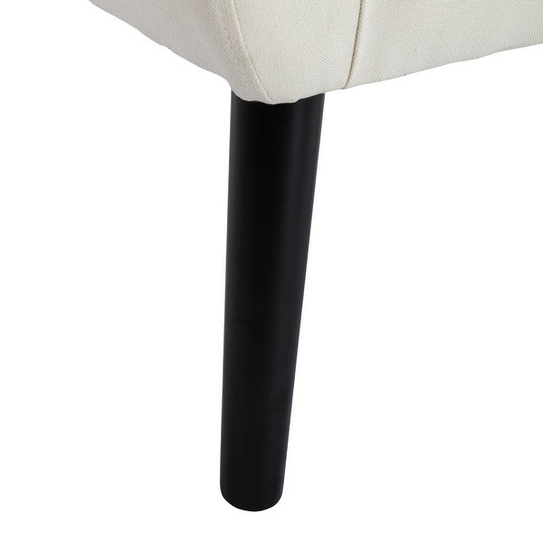 Modern Soft Linen Material Ergonomics Accent Chair With Tufted Back and Seat， Square Arms and Black Tapering Metal Legs