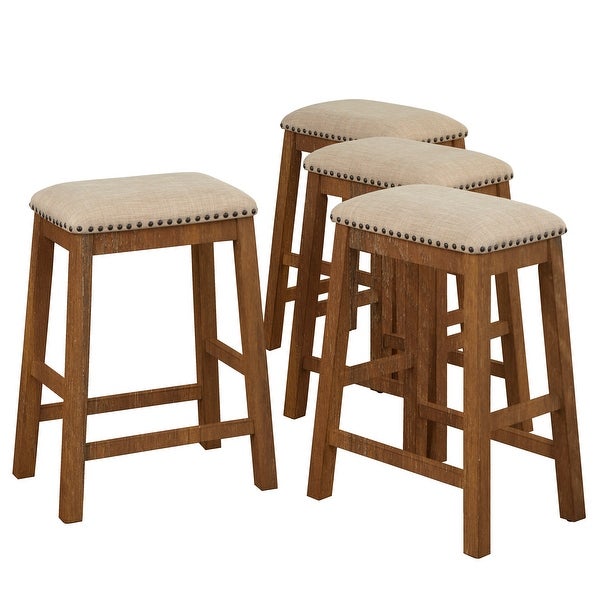 Lifestorey Tobias 24-inch Cushioned Farmhouse Counter Stool (Set of 4)