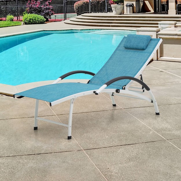 Outdoor Recliner Adjustable Chaise Lounge All Weather Patio Aluminum Lounge Chair Crestlive Products