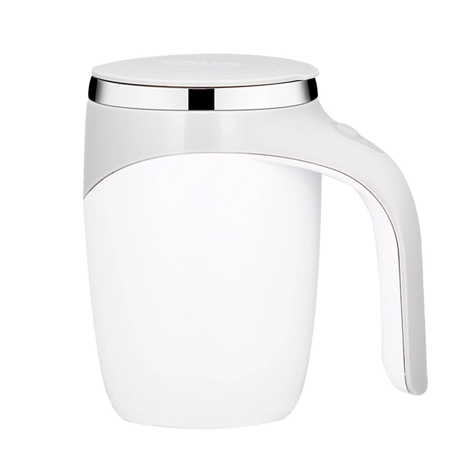 White 380ml Self Stirring Mug With Lid Automatic Magnetic Stirring Coffee Cup Electric Stainless Steel Self Mixing Coffee Cup For Coffee Milk Cocoa Ho