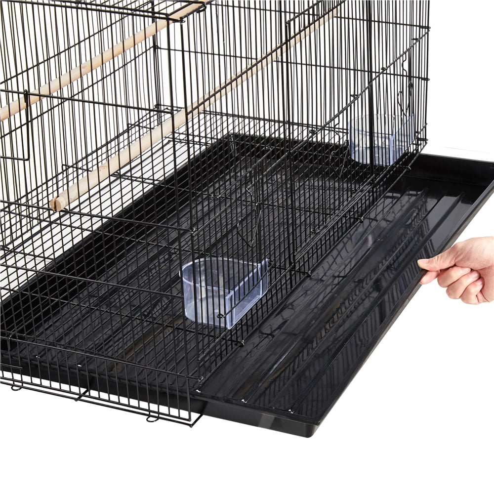 Yaheetech 30.5 inch Rectangle Breeding Flight Parakeet Bird Cage with Slide-Out Tray for Finches Budgies Cockatiels， Black