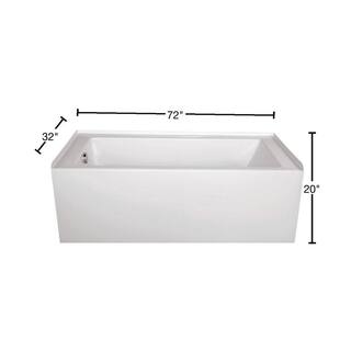 Hydro Systems Sydney 72 in. Acrylic Left Drain Rectangular Alcove Thermal Air bath Bathtub in White SYD7232ATAWHILH