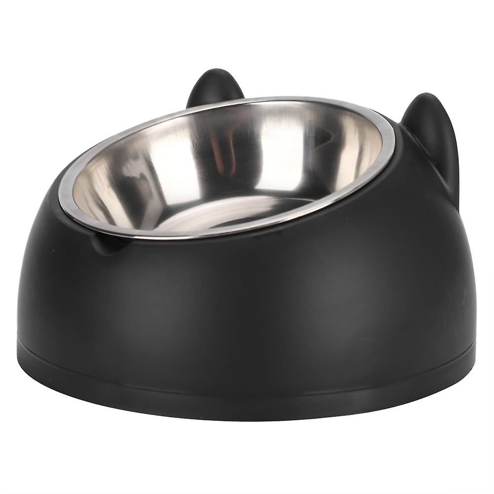 Pet Cat Food Bowl Stainless Steel Dog Food Water Feeder Bowl Nonslip Feeding Bowlwith Stainless Steel Bowl Black