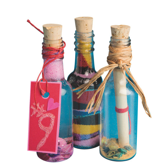 S S Worldwide Plastic Sand Art Bottles with Cork