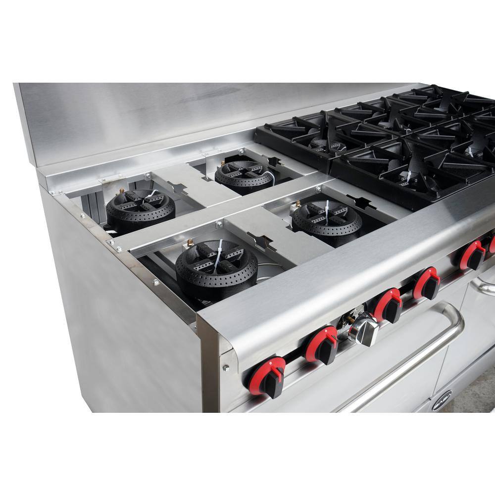 SABA 60 in. 5.9 cu. ft. Commercial 10 Burner Double Oven Gas Range in Stainless Steel GR-60