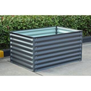 Hanover Galvanized Steel Open-Base Raised Garden Bed HANRECGB-3GRY