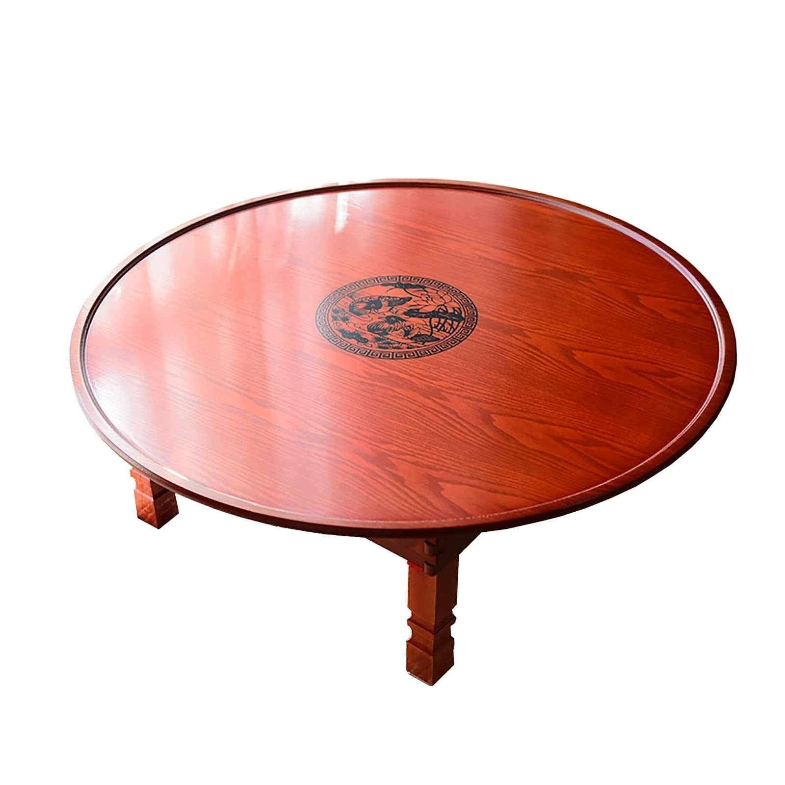 Folding Round Table， Korean Solid Wood Dining Table/Study Table/Coffee Table/Kang Table - as picture