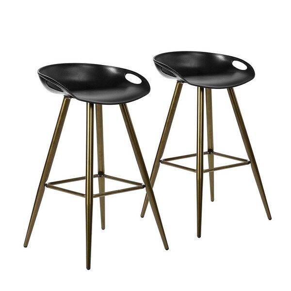 Counter Height Plastic Barstool with Metal Legs (Set of 2)