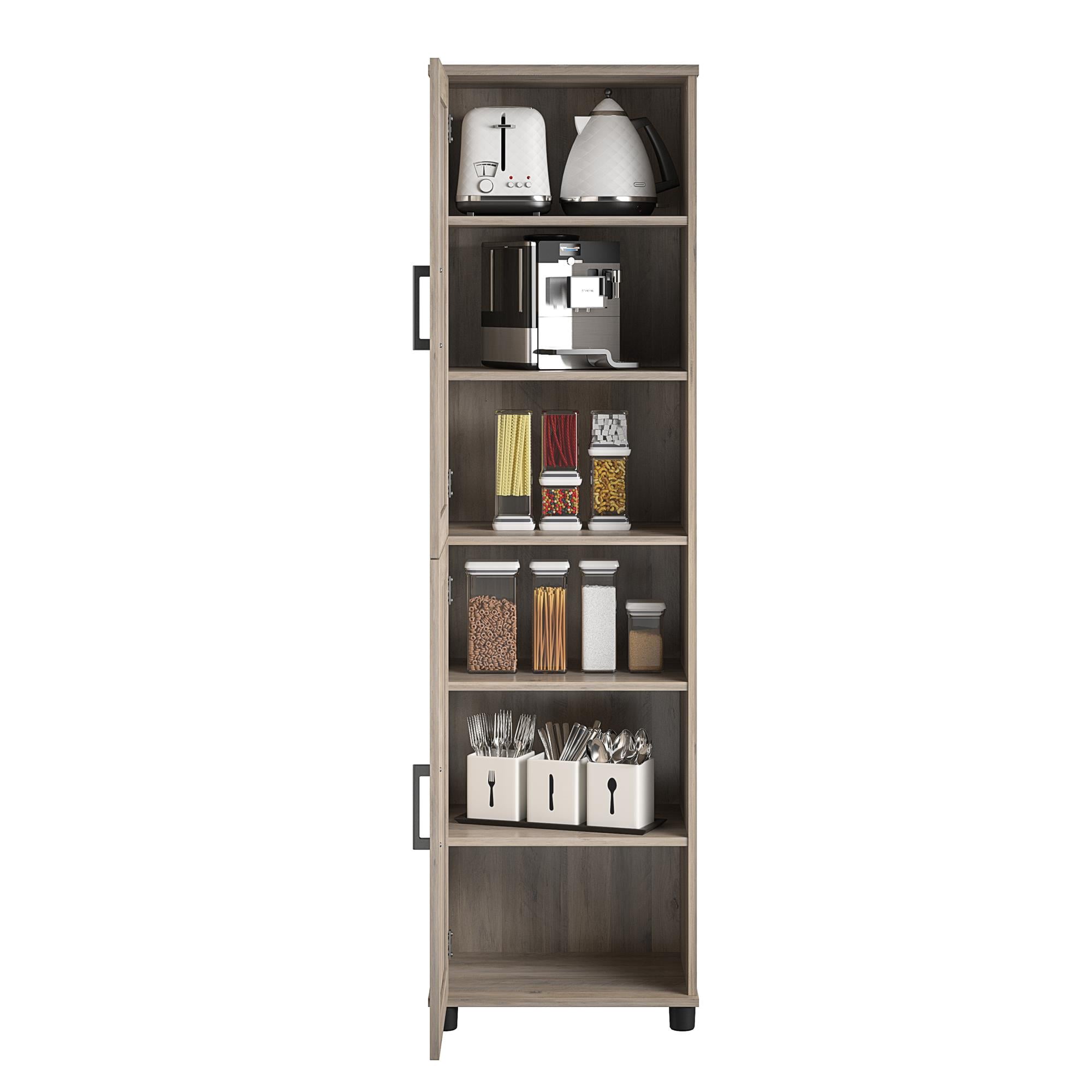 RealRooms Tindall 2 Door Kitchen Pantry Cabinet， Gray Oak