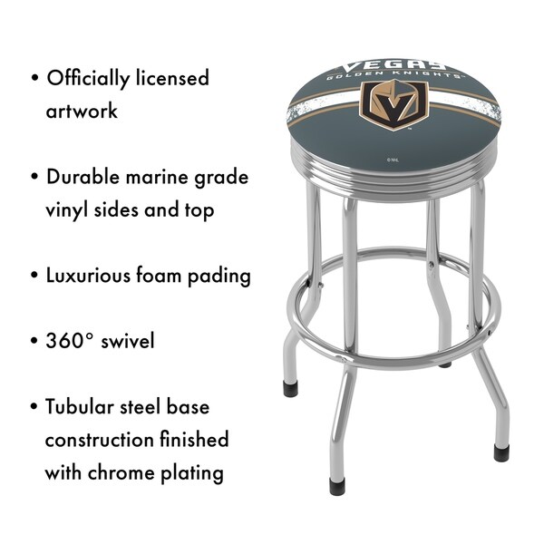 NHL Vegas Golden Knights 360 Degree Swivel Ribbed Barstool with Foam Padded Seat