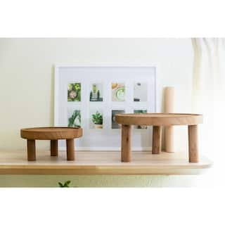 Flora Bunda 10 in. x 7 in. Footed Wood Plant Stand (Set of 2) FR376E2-DRK