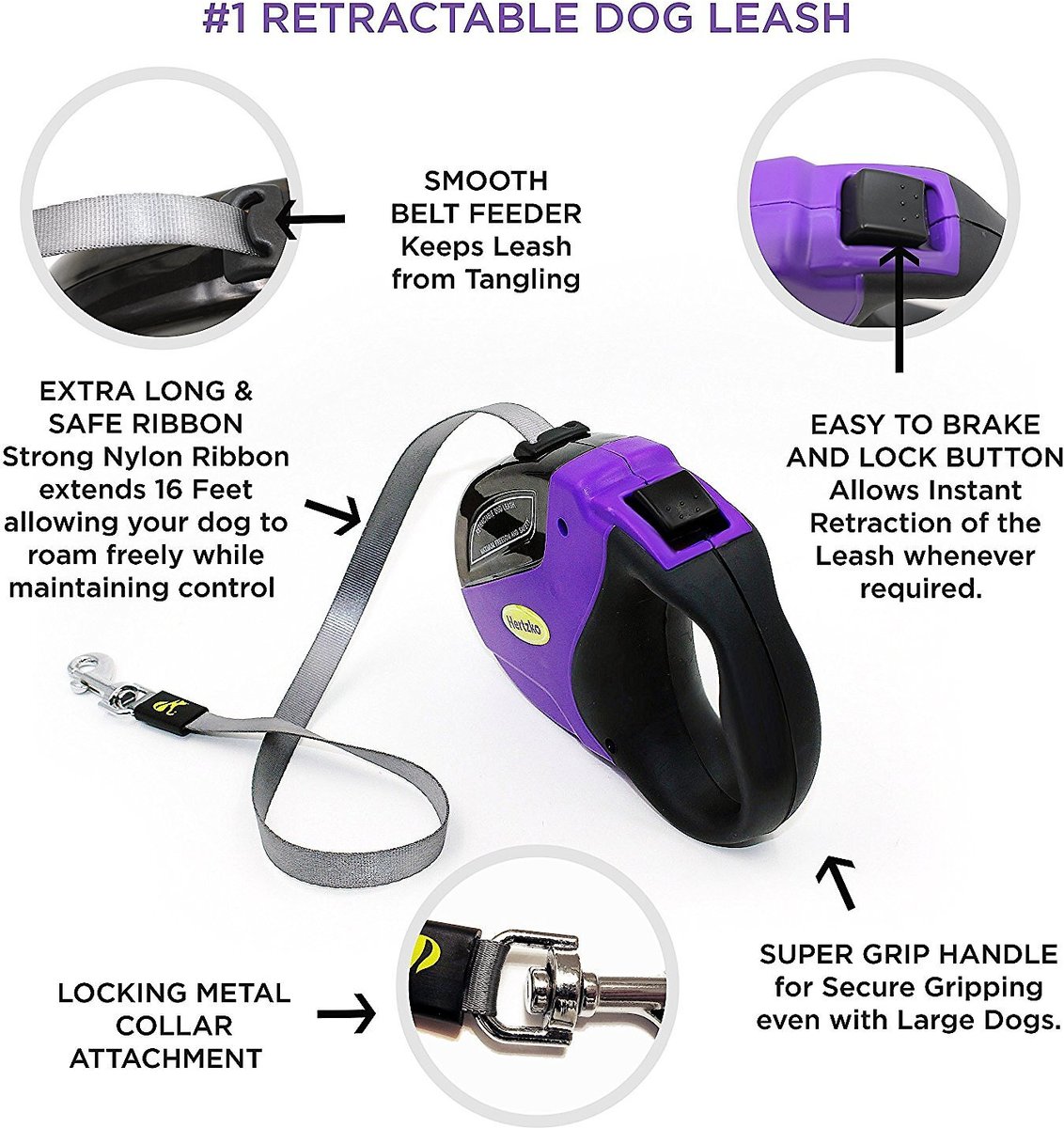 Hertzko Nylon Retractable Dog Leash