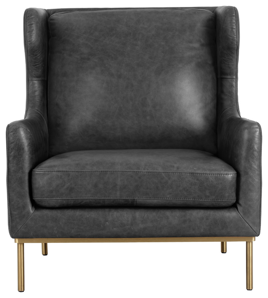 Sunpan 103677 Virgil Chair  Antique Brass  Navy Fabric   Contemporary   Armchairs And Accent Chairs   by Sunpan Modern Home  Houzz