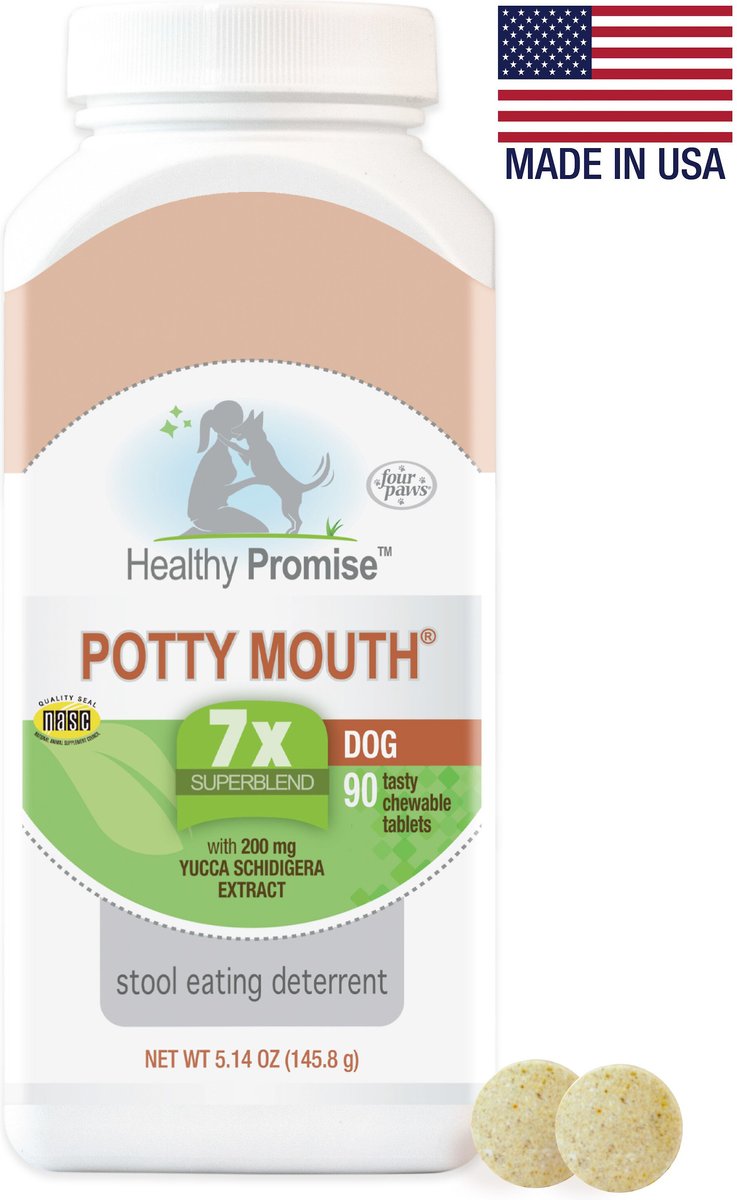 Four Paws Healthy Promise Potty Mouth Tablets Coprophagia Dog Stool Eating Deterrent， 90 count