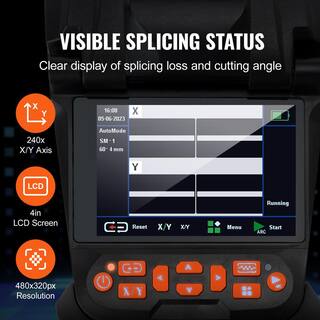 VEVOR Fiber Fusion Splicer 6 Motor Optical Fiber Cleaver Kit Auto Focus with 5 in. Digital LCD Screen 3in1 Holder for Splicing GXRJJXXDZ6MC0WBPGV5