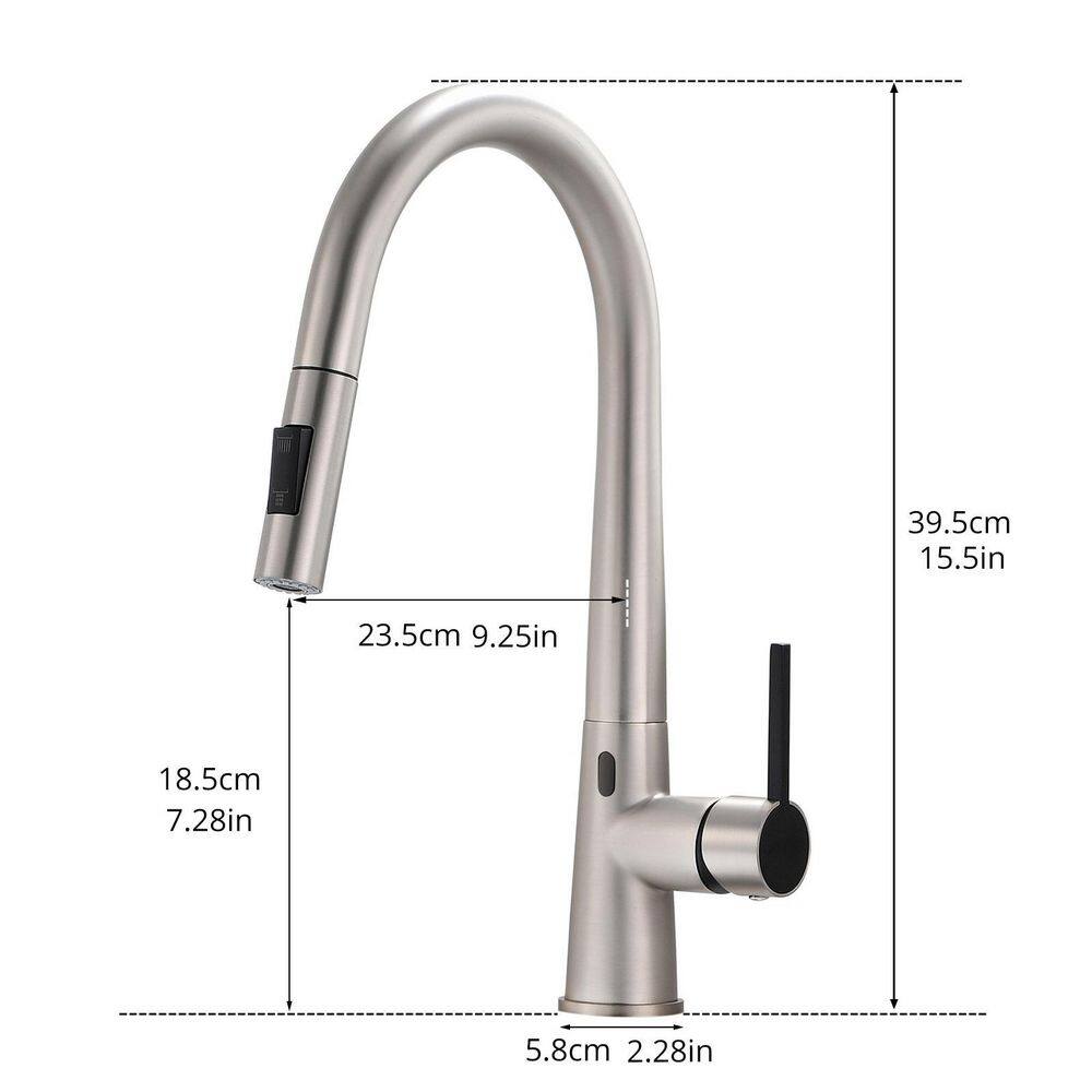 Fapully Touchless Single-Handle Pull-Down Sprayer Kitchen Faucet with 2 Function in Brushed NickelBlack FA-IS1010NB