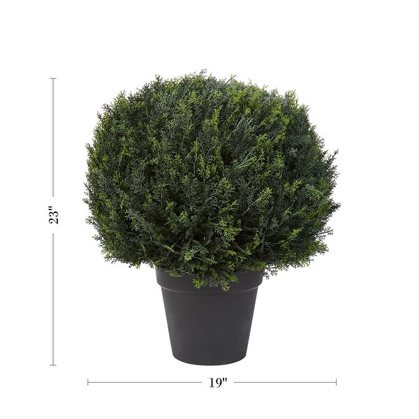 23Inch Artificial Cypress TopiaryBall Style Faux Plant in Sturdy Pot