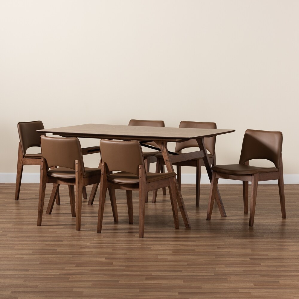 Afton Mid Century Modern 7 Piece Dining Set