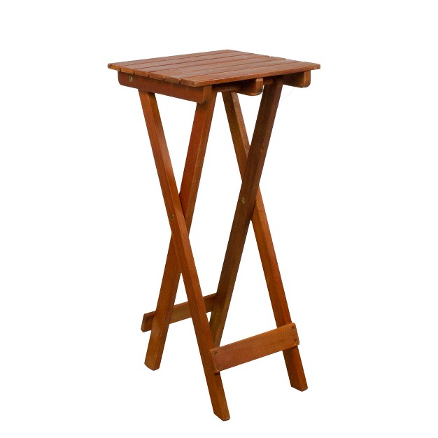 Light Brown Acacia Wood Outdoor Folding Accent Table