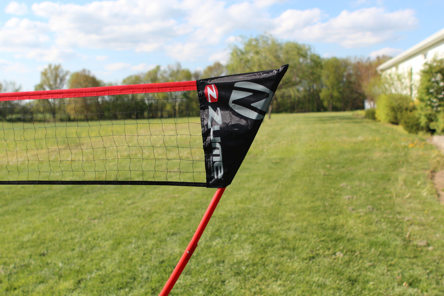 Zume Games Portable Badminton Set with Freestanding Base Sets Up on Any Surface in Seconds. No Tools or Stakes Required